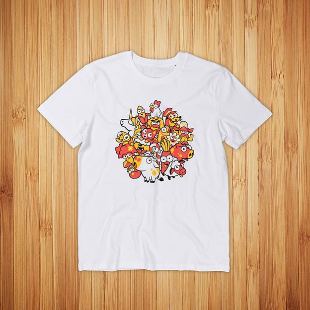 Futureplay Idle Farming Empire t-paitojen painatus