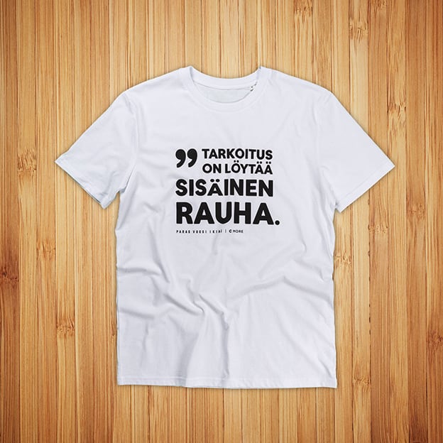 T-paitojen painatus CMore, valkoinen t-paita